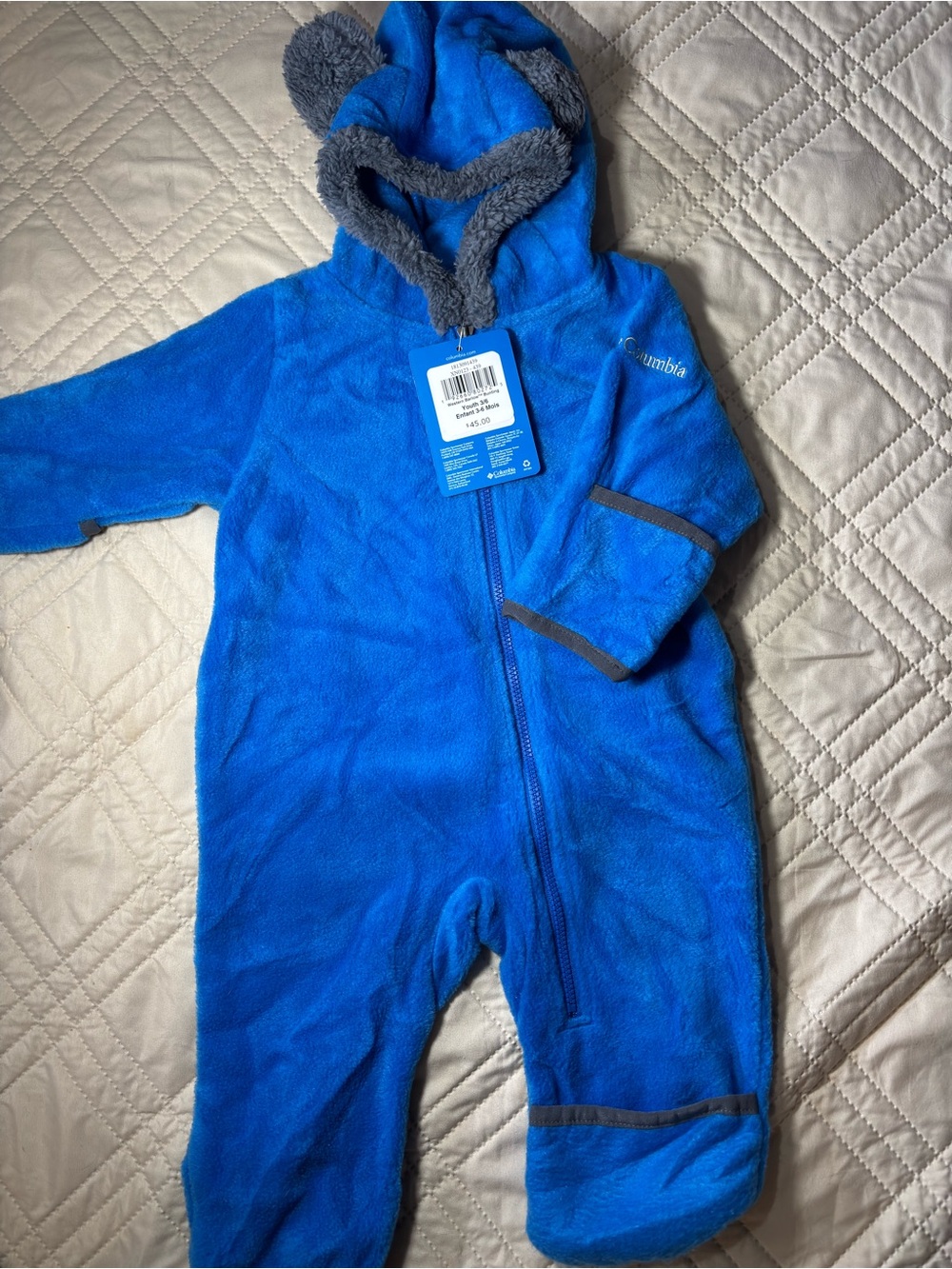 Columbia 3-6M Fleece Hooded Baby One-Piece Snowsuit